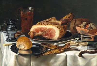 ハムのある静物 作： Pieter Claesz