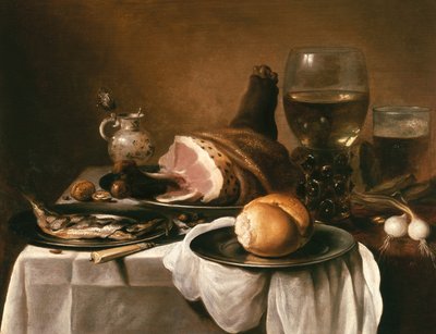 ハムのある静物 作： Pieter Claesz