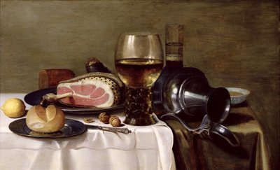 ハムのある静物 作： Pieter Claesz