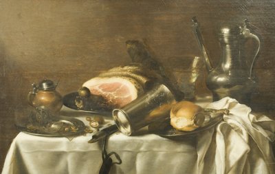 ハムのある静物（キャンバスに油彩） 作： Pieter Claesz