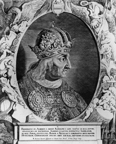 フレデリック4世の肖像画（1415-1493）、聖ローマ皇帝、ソンペル、ピーターヴァン（bc1600）によって彫刻 作： Pieter Claesz Soutman