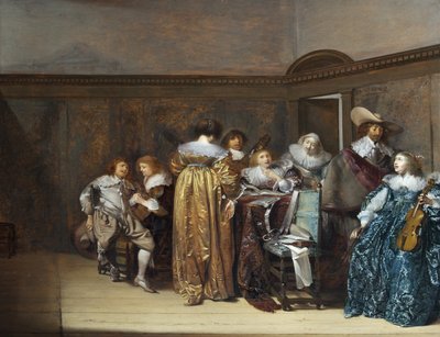 音楽を作るオランダの騎士党とその女性 作： Pieter Codde