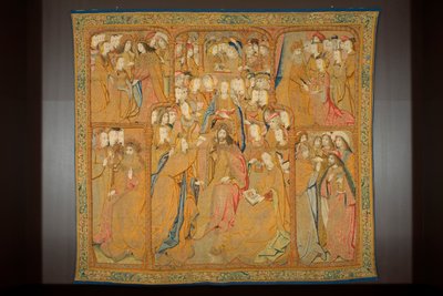 フランダースのタペストリー。 受胎告知、c.1502-04（金、銀、絹、羊毛） 作： Pieter Coecke van Aelst