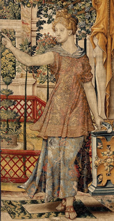 VertumnusとPomona：農夫に変身したVertumnus、1550年頃（金、羊毛、絹） 作： Pieter Coecke van Aelst
