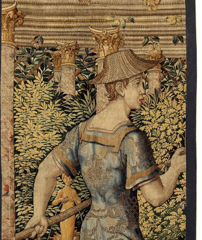VertumnusとPomona：漁師に変身したVertumnus、1550年頃（金、羊毛、絹） 作： Pieter Coecke van Aelst