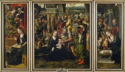 受胎告知。賢者の礼拝。羊飼いの礼拝、第1四半期 作： Pieter Coecke van Aelst