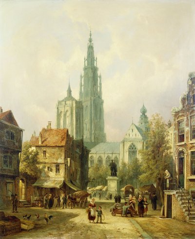 アントワープの眺め、1870 作： Pieter Cornelis Dommershuijzen