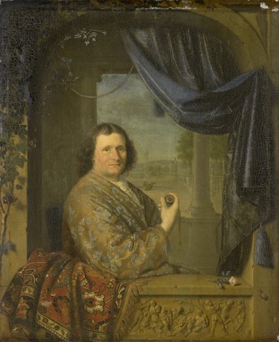 時計を持った男の肖像、1688年 作： Pieter Cornelisz Slingelandt van