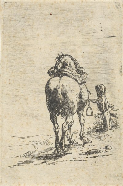 棒に鞍をつけた馬 作： Pieter Cornelisz. Verbeeck