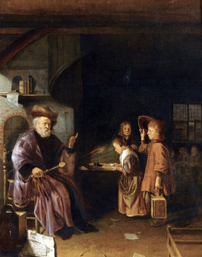 教室で生徒を教える教師 ピーター・コーネリス・ヴァン・エグモント 作： Pieter Cornelisz van Egmondt