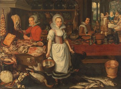 金持ちと貧しいラザロのたとえ話のある台所のシーン 作： Pieter Cornelisz. van Rijck (attributed to)