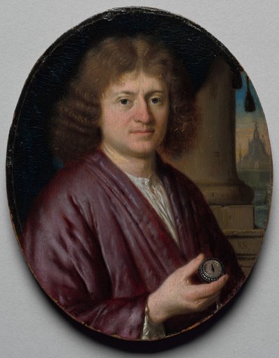 時計を持っている人の肖像c。 1665-70。 作： Pieter Cornelisz van Slingelandt