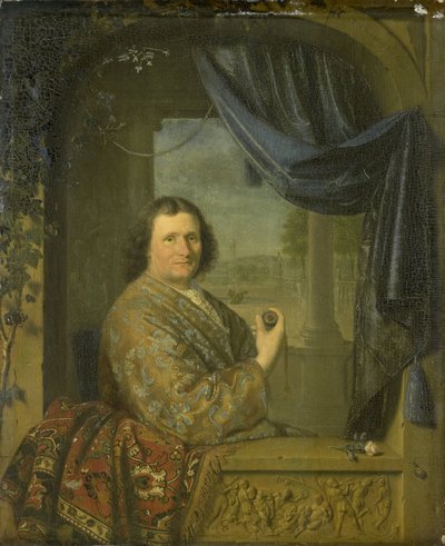 時計を持つ男の肖像 作： Pieter Cornelisz. van Slingelandt