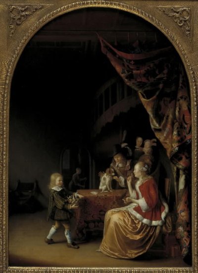 裕福なオランダの家からのシーン 作： Pieter Cornelisz. van Slingelandt