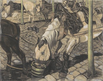餌を与えられる馬 作： ピーター・デュポン（アーティストのサイン入り）