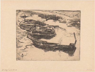 溝に沈んだ 3 つの手漕ぎボート 作： Pieter Dupont