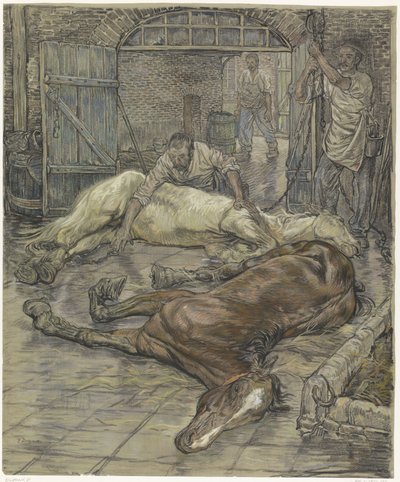 二頭の馬の屠殺 作： Pieter Dupont