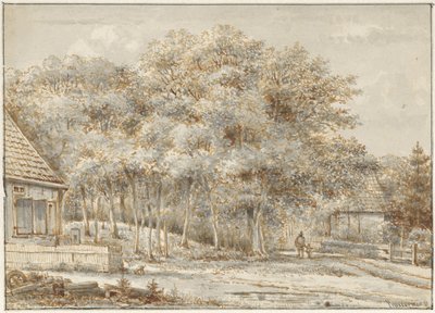 2 つの家屋のある林道 作： Pieter Ernst Hendrik Praetorius