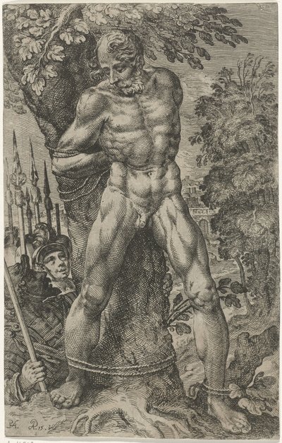 木に縛られたアキオール 作： Pieter Feddes van Harlingen