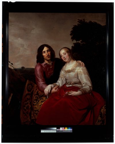 風景の中の若いカップルの結婚写真 作： Pieter Fransz. de Grebber