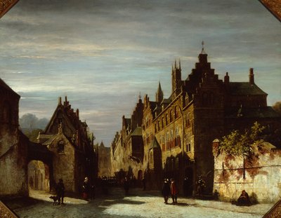 兵士のいるオランダのストリート シーン 作： Pieter Gerard Vertin