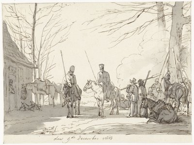 コサックの野営地、1813 年 12 月 9 日 作： Pieter Gerardus van Os (signed by artist)