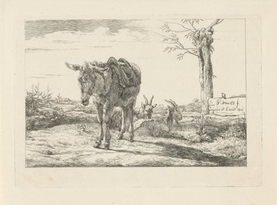 ロバとヤギ二頭 作： Pieter Gerardus van Os