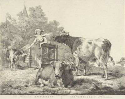 牛と乳搾り女 The Hollandsche Melk-koeijen/ Les vaches â lait hollandaises (オブジェクトのタイトル) 作： Pieter Gerardus van Os