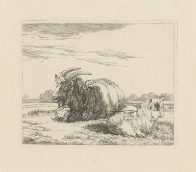 横になっているヤギと子供 羊とヤギ（シリーズタイトル） 作： Pieter Gerardus van Os