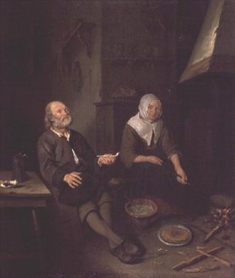 キッチンに立つ老夫婦 作： Pieter Gerritsz. van Roestraten