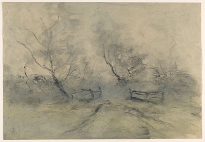柵のある林縁 作： Pieter H.J.J. Ras (signed by artist)