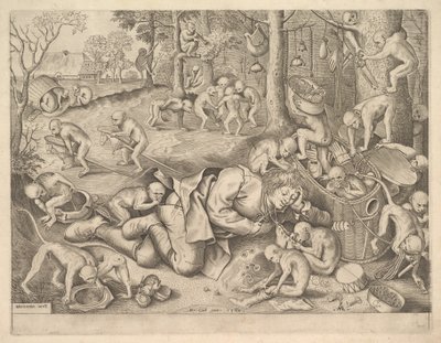 サルに奪われた商人、1562年 作： Pieter Heyden van der
