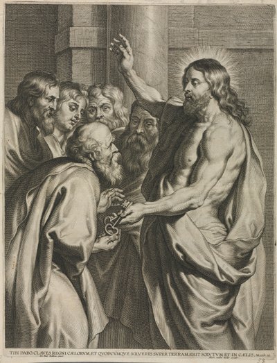 ペテロに鍵を渡すキリスト。 作： Pieter I de Jode