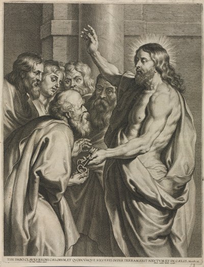 ペテロに鍵を与えるキリスト 作： Pieter I de Jode