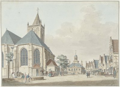 教会と市庁舎のあるフラールディンゲンの市場 作： Pieter Jan van Liender