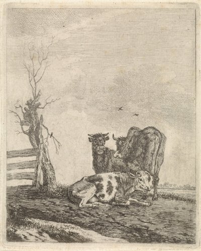 3頭の牛のいる風景 作： Pieter Janson