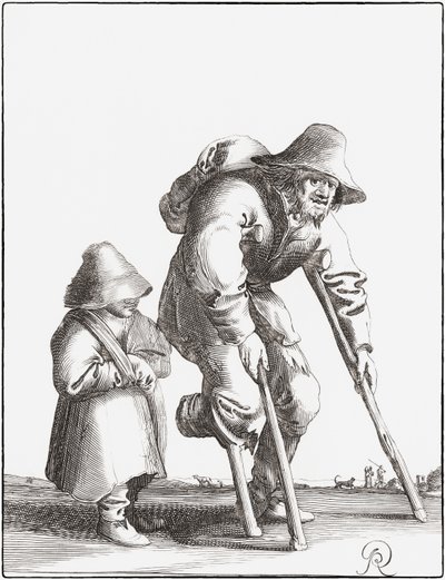 子供と不自由な物乞い (彫刻) 作： Pieter Jansz (after) Quast