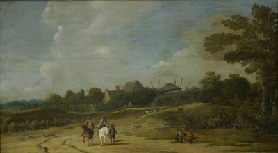 砂の道にライダーがいる風景 作： Pieter Jansz. Post