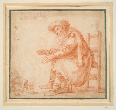 火で手を温める老人 作： Pieter Jansz. Quast