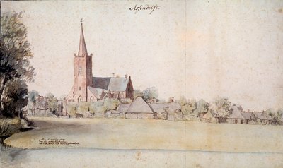 1633年のオランダのアッセンデルフトの眺め ピーテル・ヤンシュ（1597-1665）によるドローイング 1633年 パリオランダ研究所 作： Pieter Jansz Saenredam