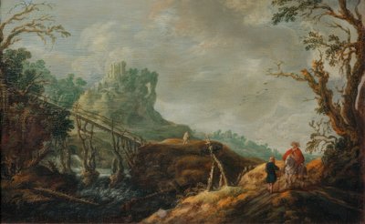 木橋と廃墟のある川の風景 作： Pieter Jansz van Asch
