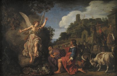 天使ラファエルは老トビトと息子のトビアスに別れを告げる 作： Pieter Lastman