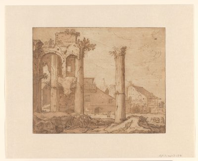 ミネルヴァ神殿から見たローマのネルヴァのフォーラム 作： Pieter Lastman