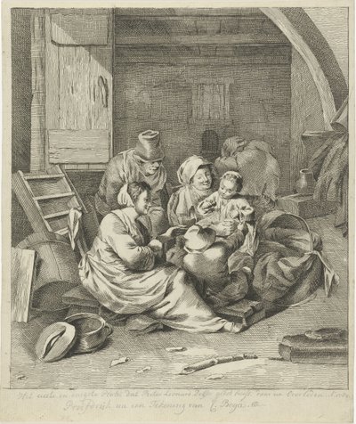 農民の家族とのインテリア 作： Pieter Leonard Delfos