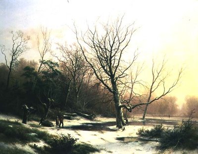 冬の日没（油彩・キャンバス） 作： Pieter Lodewijk Francisco Kluyver