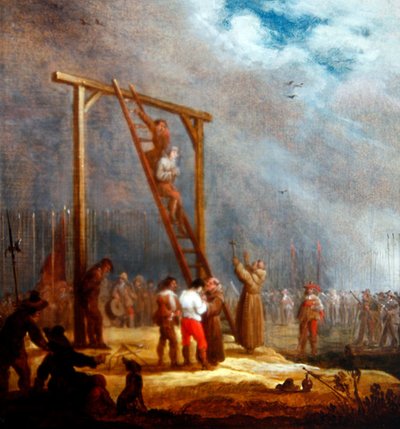 絞首台での処刑（パネルに油彩） 作： Pieter Meulener