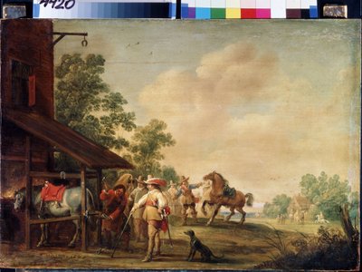 フォージ（フォージ）。 蹄鉄を履く蹄鉄工（蹄鉄工）。 Pieter Meulenaer (ピーターまたはピエールによる絵画 作： Pieter Meulener