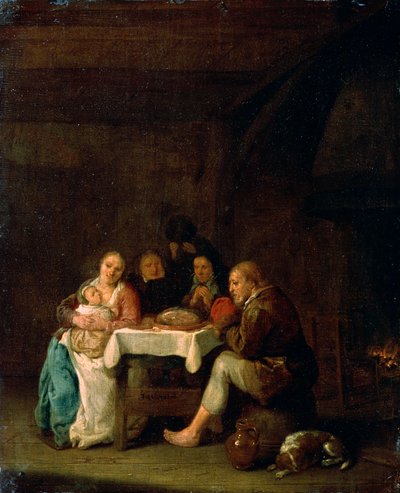 夕食前の祈り、17世紀。 作： Pieter Meulener