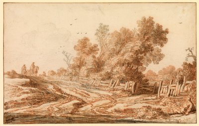 道路上の旅行者のいる風景、1653〜1657 作： Pieter Molijn