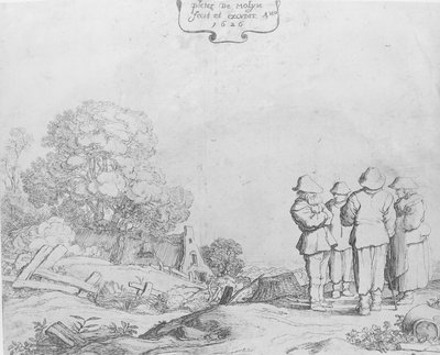3 人の農民と 1 人の女性、1626 年。 作： Pieter Molijn